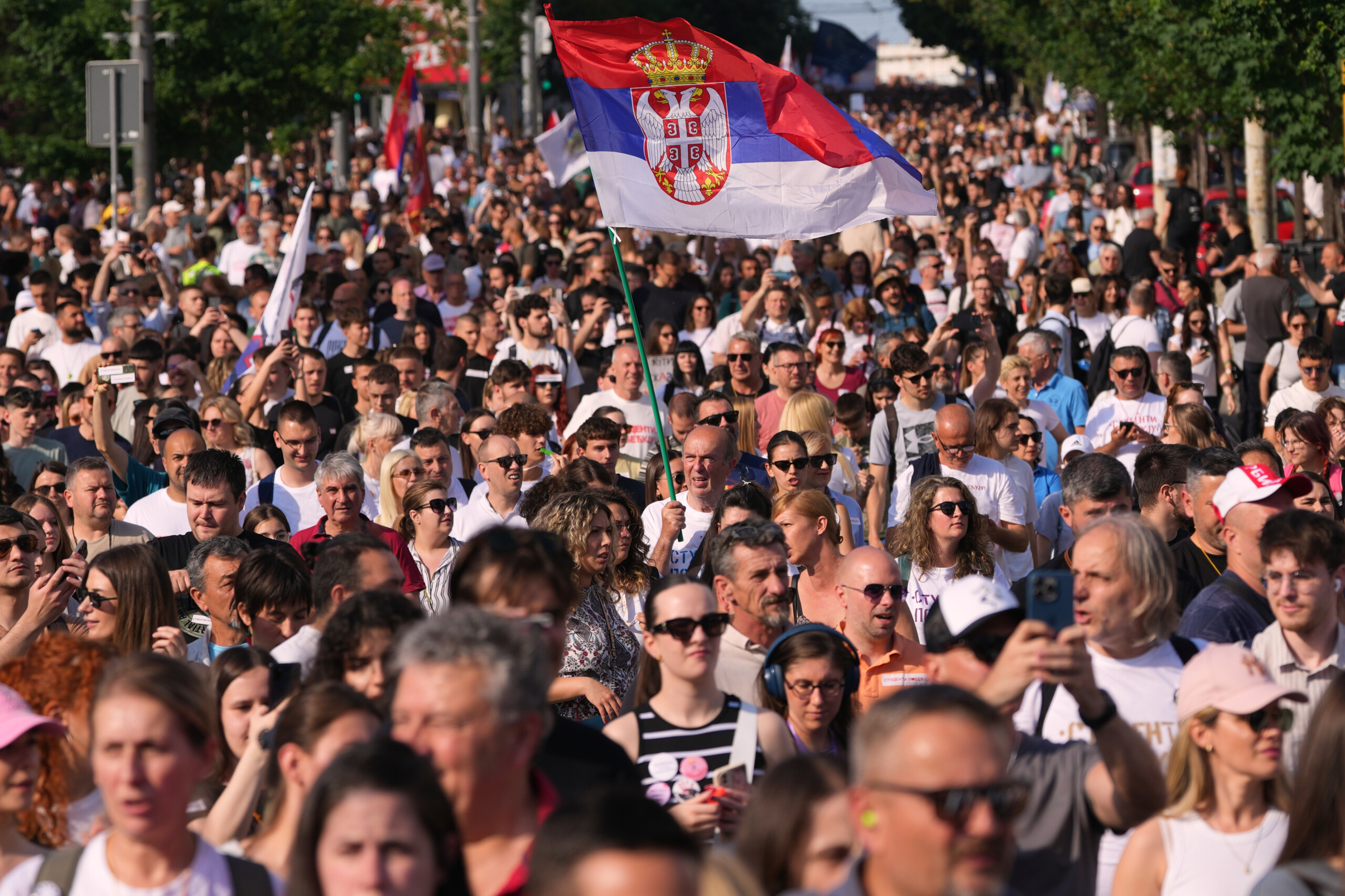 serbia thousands demonstrate in belgrade against president vucic scaled